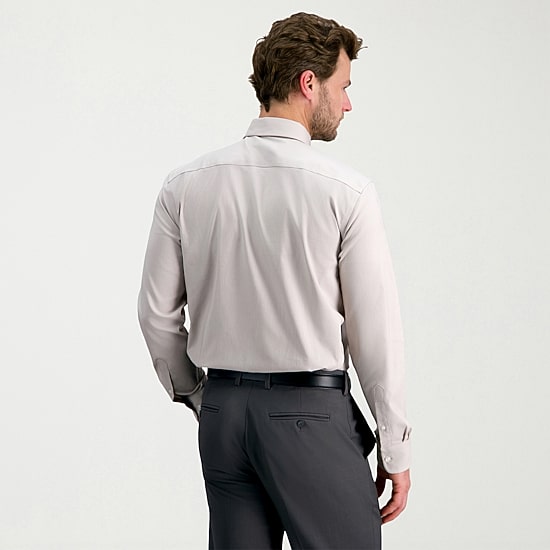 Haggar Tailored Dobby Mens Modern Fit Wrinkle Free Long Sleeve Dress Shirt
