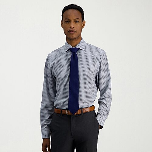 Haggar Smart Wash Mens Slim Fit Easy Care Long Sleeve Dress Shirt In Silver