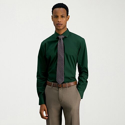 Haggar Mens Slim Fit Wrinkle Free Long Sleeve Dress Shirt, 18.5 34-35, Green