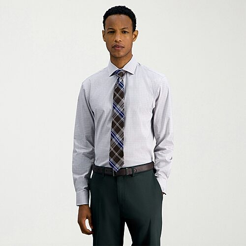 Haggar Mens Slim Fit Wrinkle Free Long Sleeve Dress Shirt In Silver