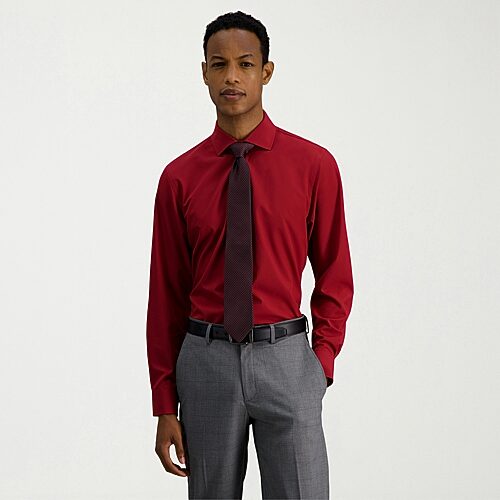 Haggar Smart Wash Mens Slim Fit Easy Care Long Sleeve Dress Shirt In Red