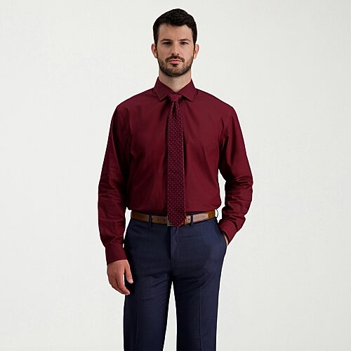 Haggar Mens Classic Fit Wrinkle Free Long Sleeve Dress Shirt, 18.5 36-37, Purple