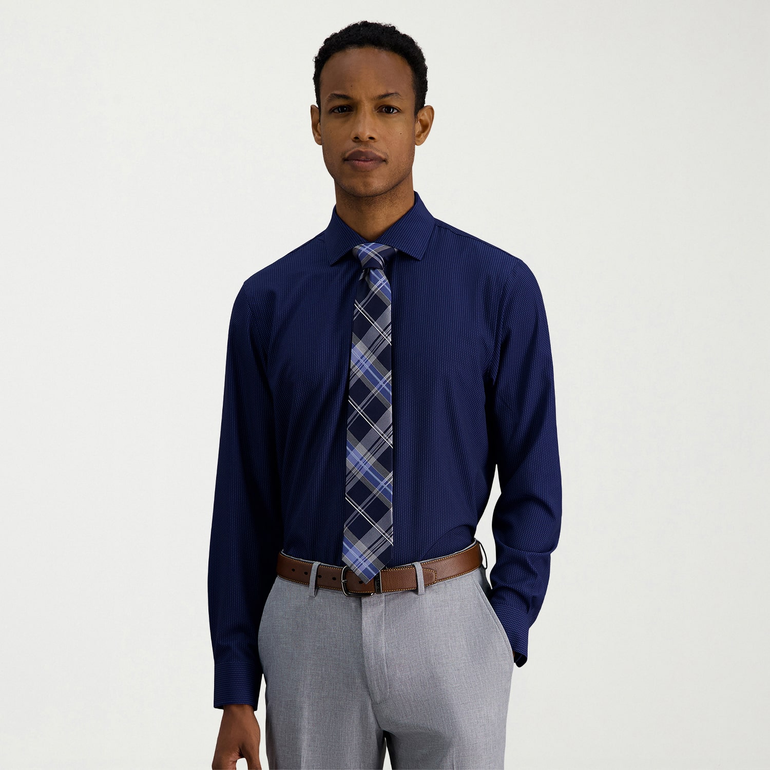 Haggar Smart Wash Mens Slim Fit Easy Care Long Sleeve Dress Shirt
