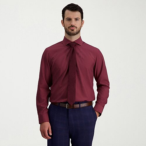 Haggar Smart Wash Mens Classic Fit Easy Care Long Sleeve Dress Shirt In Red
