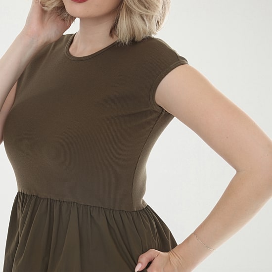 White Mark Womens Crew Neck Short Sleeve Cap Fit + Flare Dress