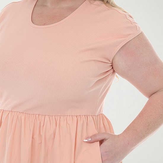 White Mark Womens Plus Crew Neck Short Sleeve Cap Fit + Flare Dress