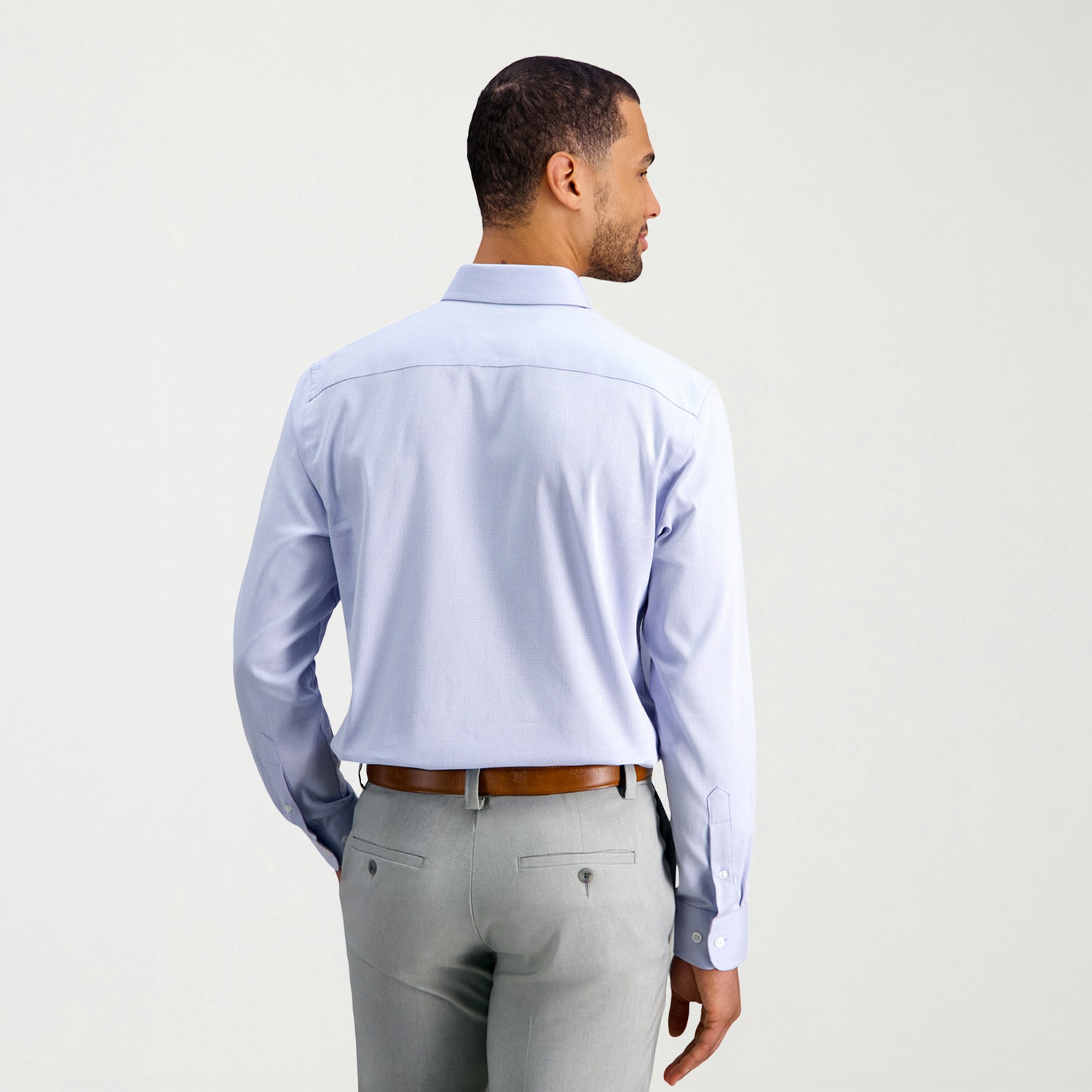 Haggar Tailored Dobby Mens Modern Fit Wrinkle Free Long Sleeve Dress Shirt