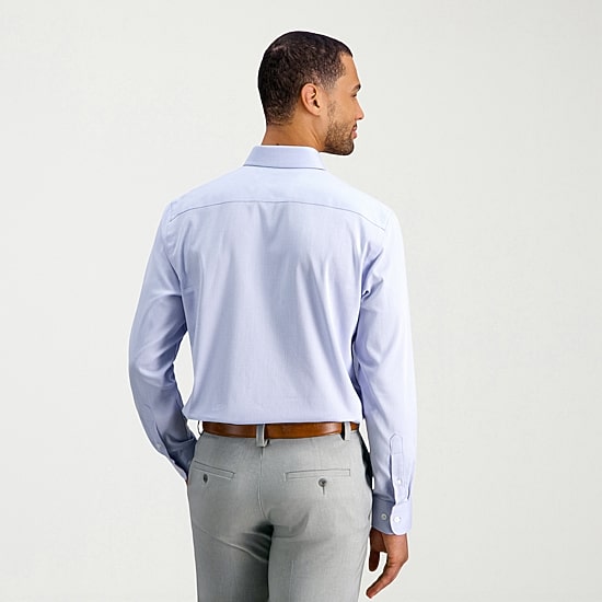 Haggar Tailored Dobby Mens Modern Fit Wrinkle Free Long Sleeve Dress Shirt