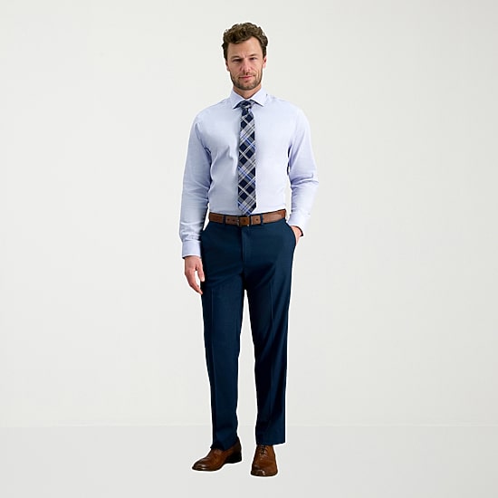 Haggar Tailored Dobby Mens Modern Fit Wrinkle Free Long Sleeve Dress Shirt