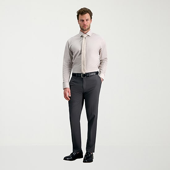 Haggar Tailored Dobby Mens Modern Fit Wrinkle Free Long Sleeve Dress Shirt