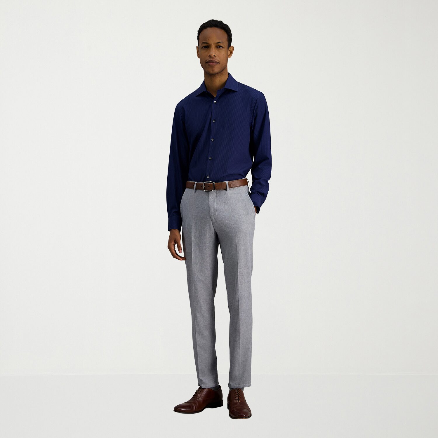 Haggar Smart Wash Mens Slim Fit Easy Care Long Sleeve Dress Shirt
