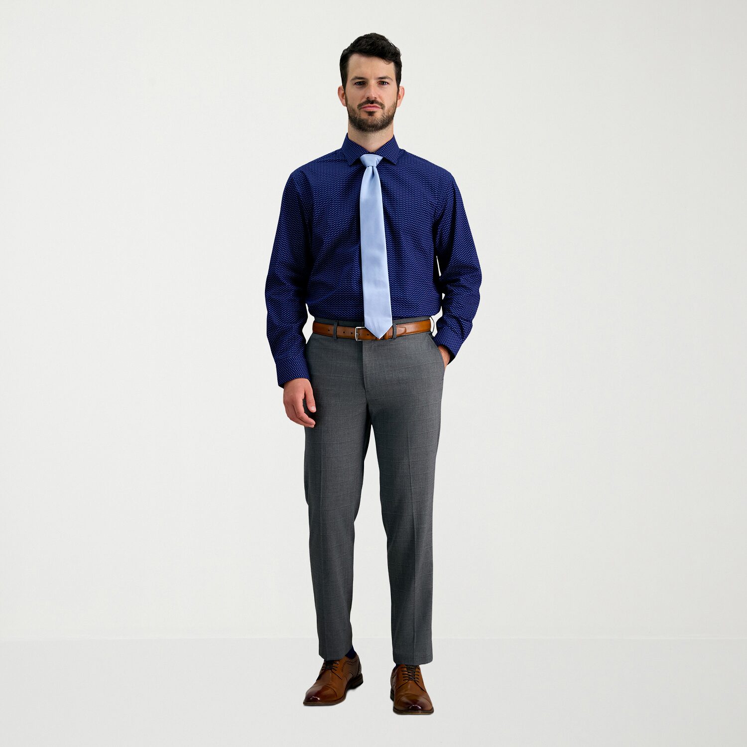 Haggar Mens Classic Fit Wrinkle Free Long Sleeve Dress Shirt