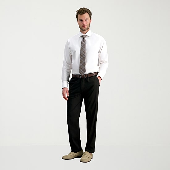 Haggar Tailored Mens Modern Fit Wrinkle Free Long Sleeve Dress Shirt