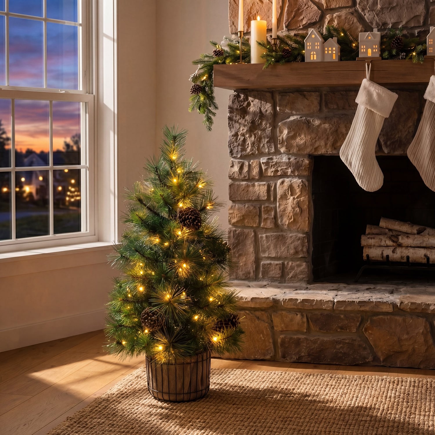 Nearly Natural 3ft Pre-Lit Pine 3 Foot Pre-Lit Pine Christmas Tree