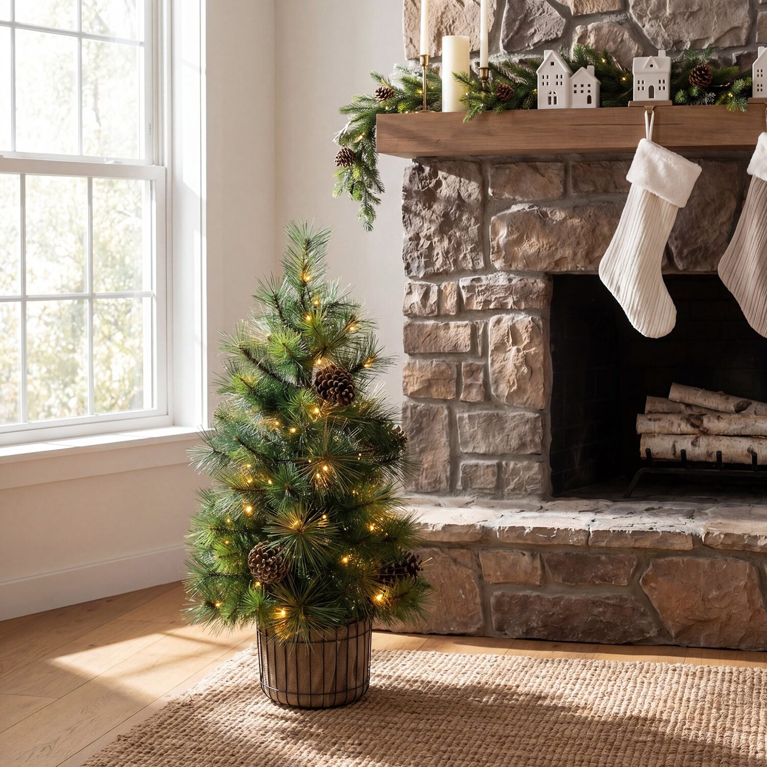 Nearly Natural 3ft Pre-Lit Pine 3 Foot Pre-Lit Pine Christmas Tree
