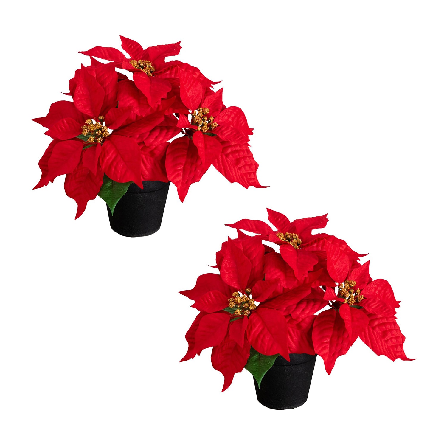 Nearly Natural 9" Poinsettia 2-pc. Floral Arrangement