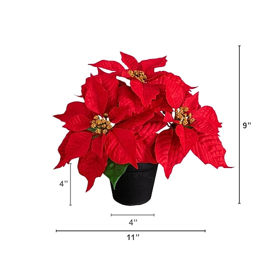Nearly Natural 9" Poinsettia 2-pc. Floral Arrangement