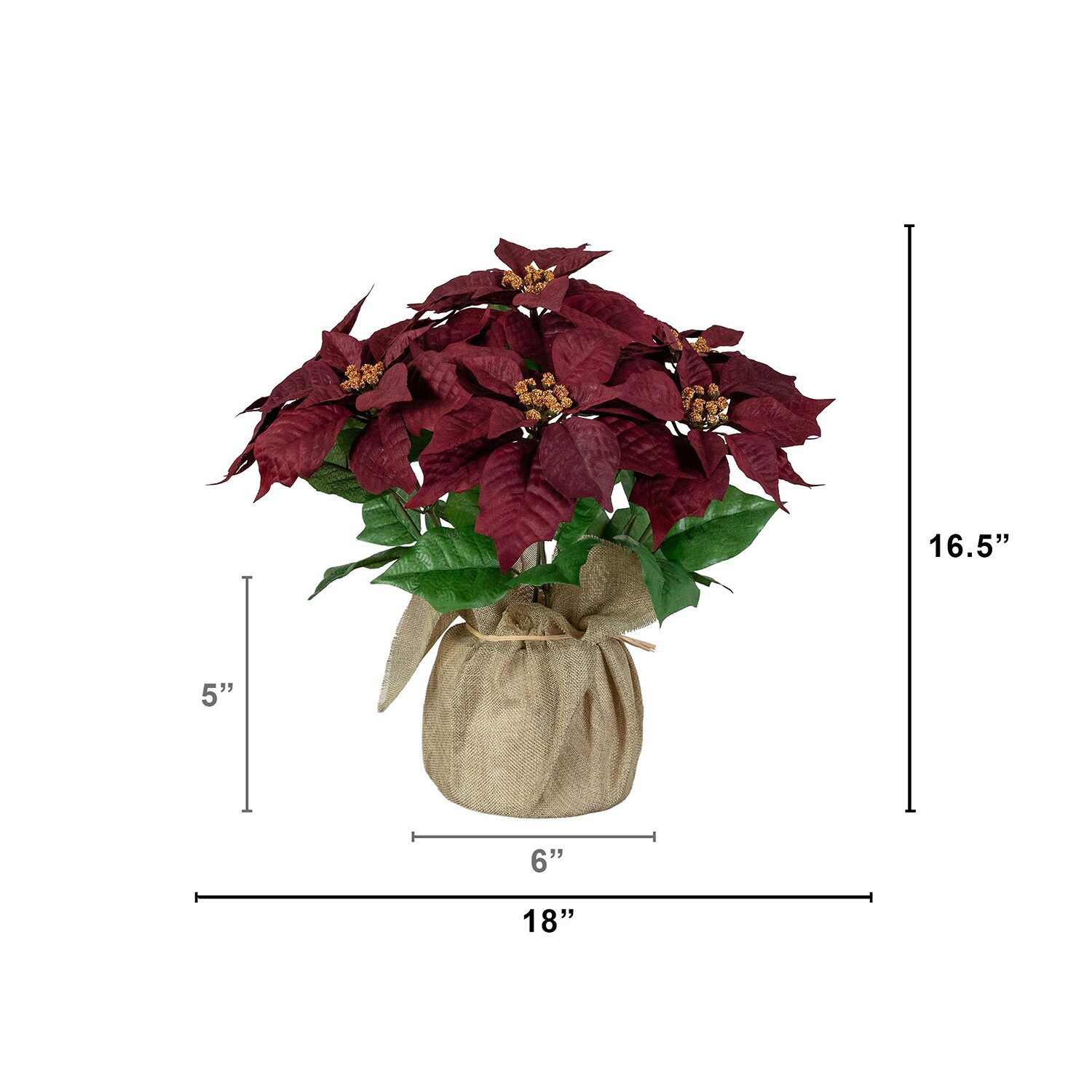 Nearly Natural 16" Poinsettia Arrangement Floral Arrangement