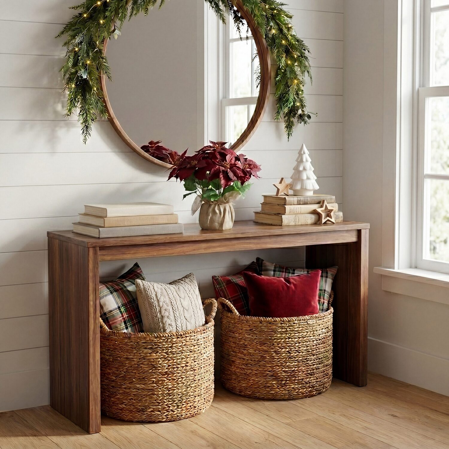 Nearly Natural 16" Poinsettia Arrangement Floral Arrangement