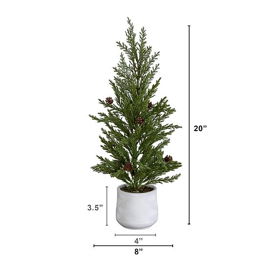 Nearly Natural 20" Cedar Pine 1 1/2 Feet Pine Christmas Tree