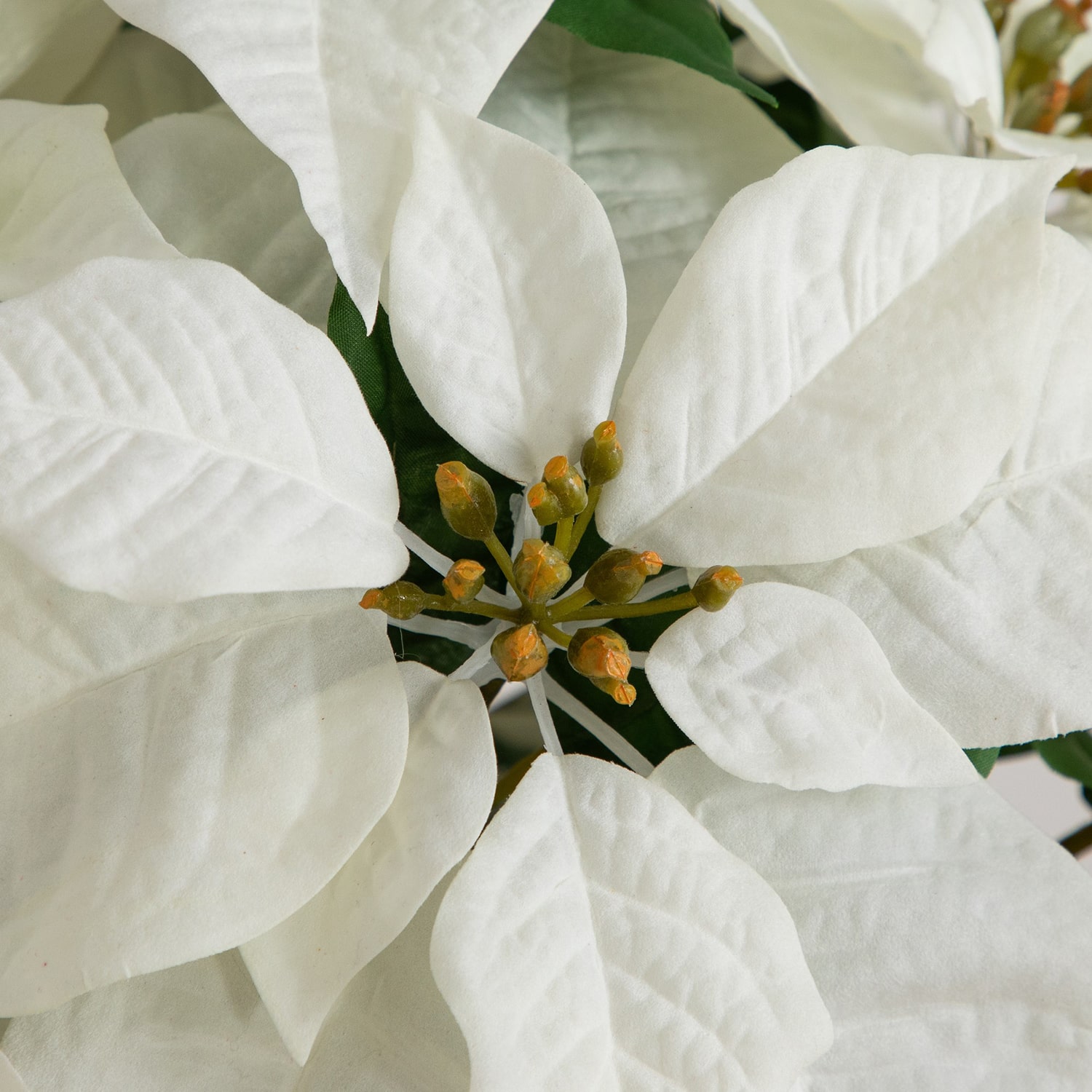 Nearly Natural 19" White Velvet Poinsettia Floral Arrangement