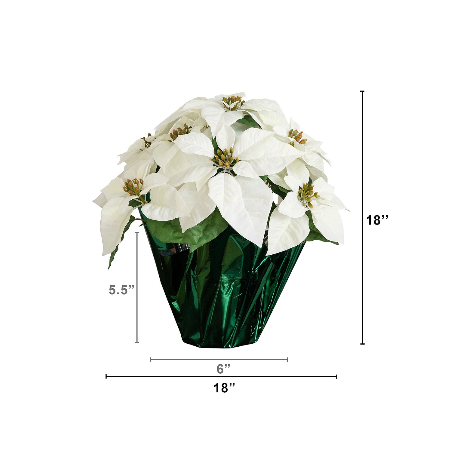 Nearly Natural 19" White Velvet Poinsettia Floral Arrangement