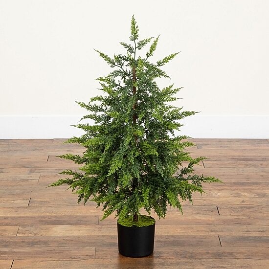Nearly Natural 3ft Cedar 3 Foot Cedar Christmas Tree