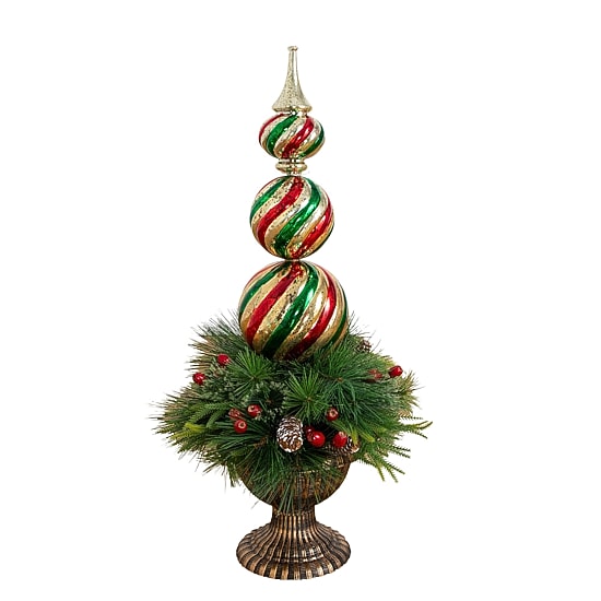 Nearly Natural 3ft Pre-Lit Pine/Berry Lighted Christmas Topiary