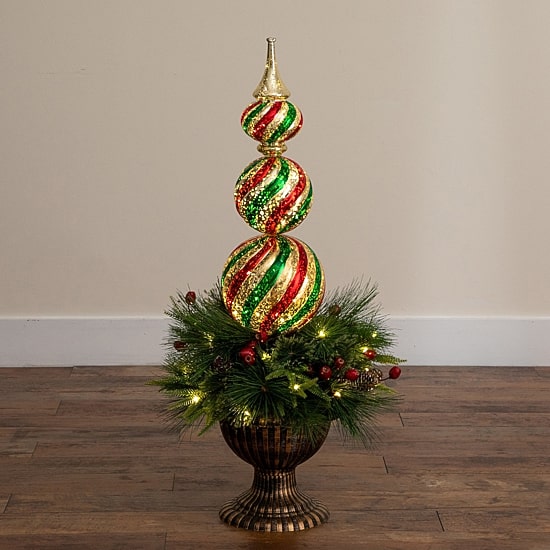 Nearly Natural 3ft Pre-Lit Pine/Berry Lighted Christmas Topiary