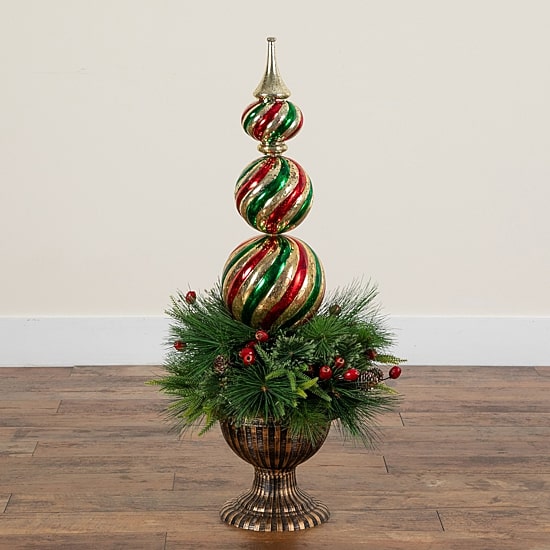 Nearly Natural 3ft Pre-Lit Pine/Berry Lighted Christmas Topiary