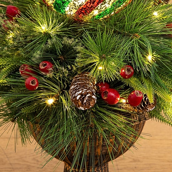 Nearly Natural 3ft Pre-Lit Pine/Berry Lighted Christmas Topiary