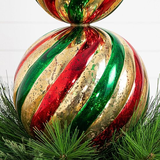 Nearly Natural 3ft Pre-Lit Pine/Berry Lighted Christmas Topiary