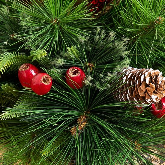 Nearly Natural 3ft Pre-Lit Pine/Berry Lighted Christmas Topiary