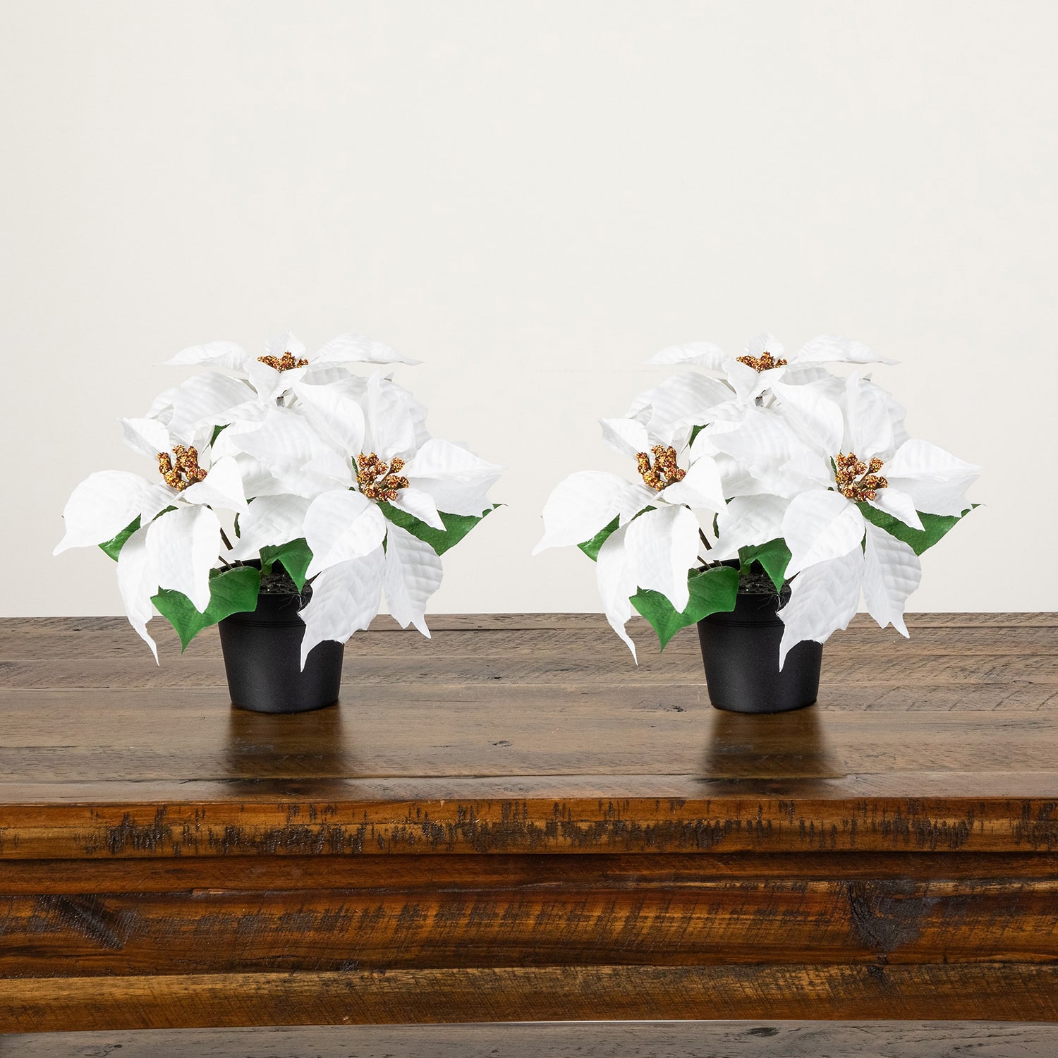 Nearly Natural 9" Poinsettia 2-pc. Floral Arrangement