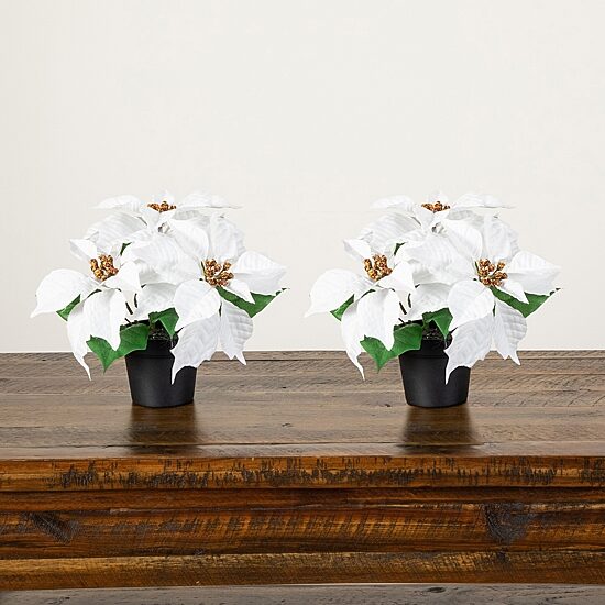 Nearly Natural 9" Poinsettia 2-pc. Floral Arrangement