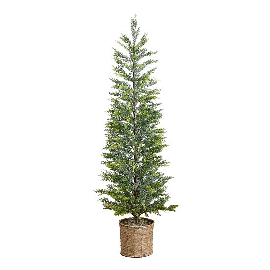 Nearly Natural 5ft Snowed Cypress 5 Foot Pre-Lit Pine Christmas Tree