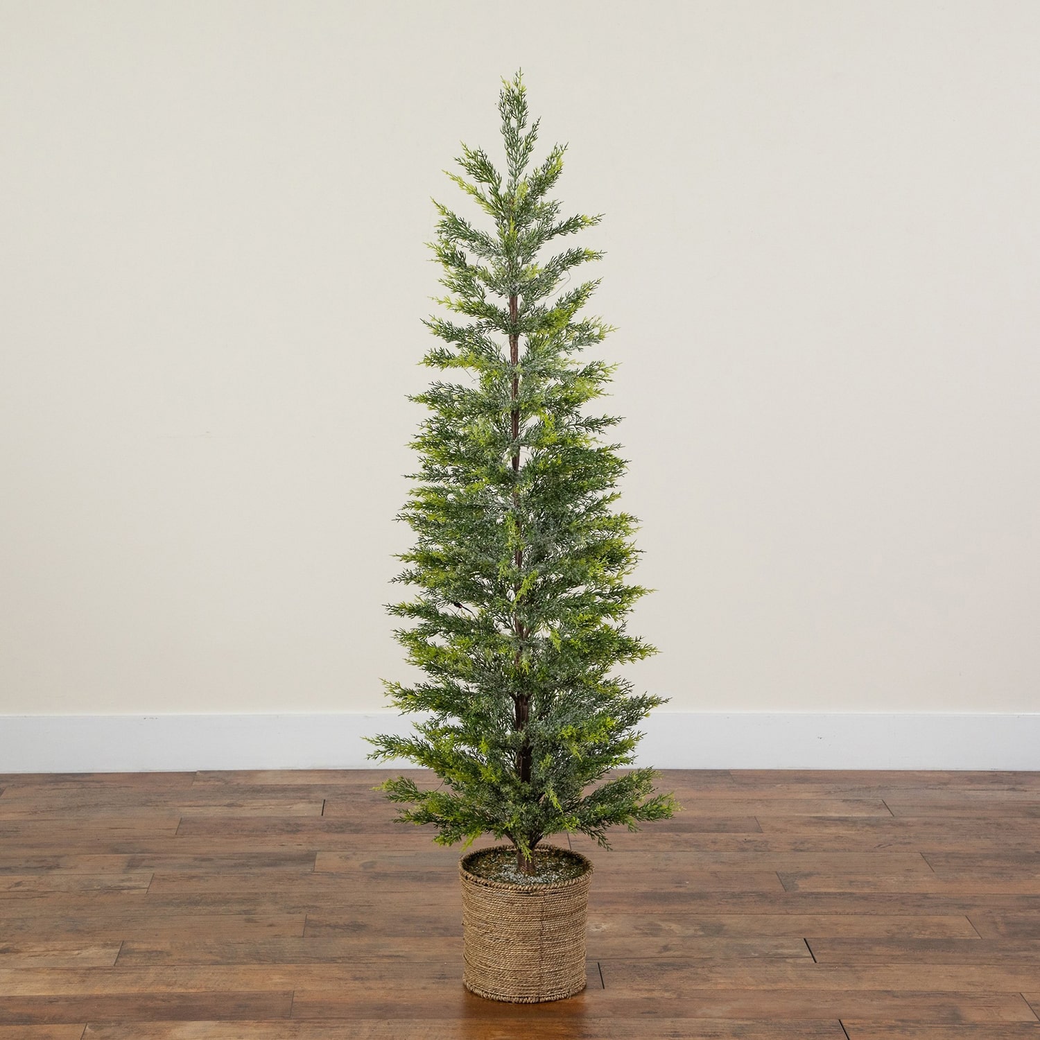 Nearly Natural 5ft Snowed Cypress 5 Foot Pre-Lit Pine Christmas Tree
