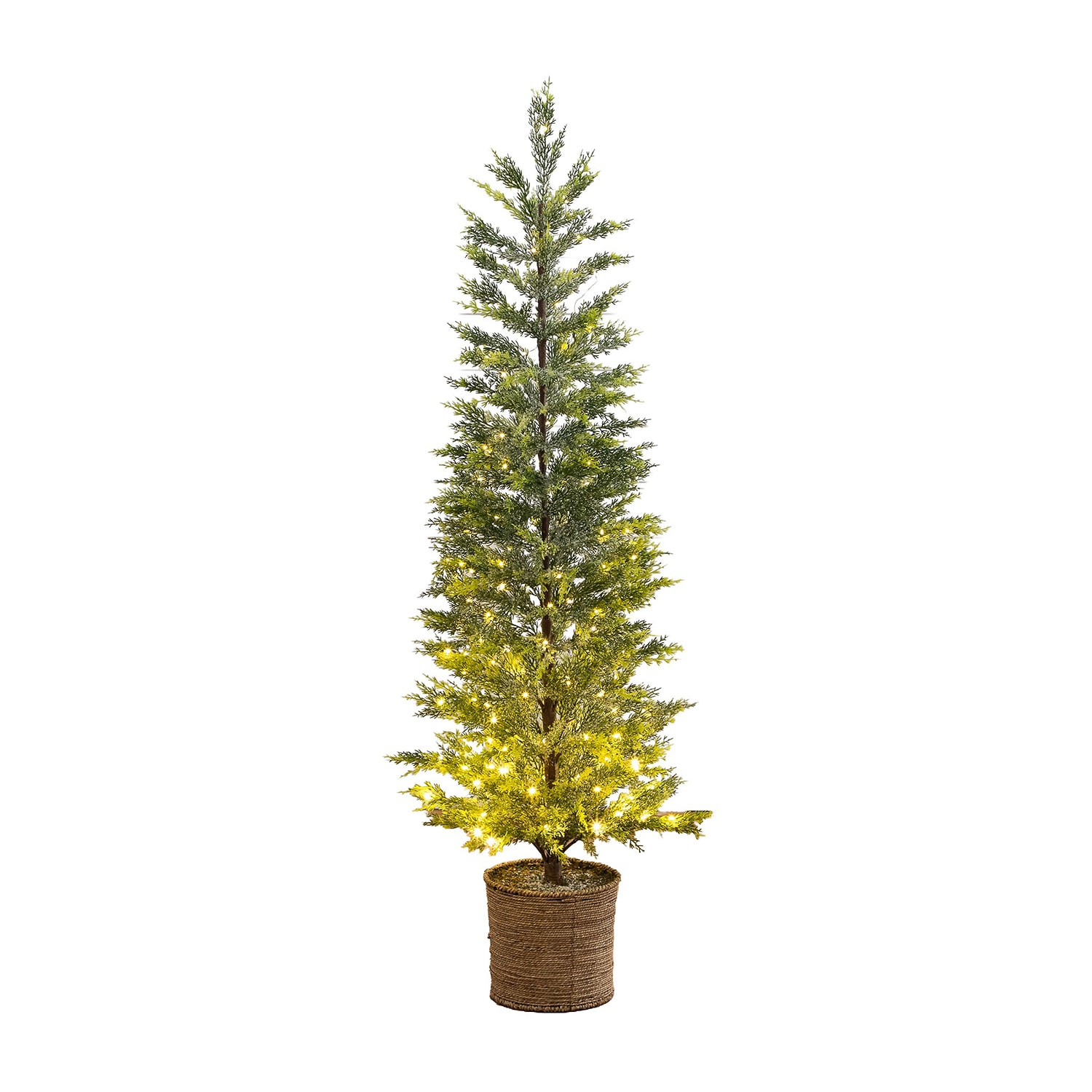 Nearly Natural 5ft Snowed Cypress 5 Foot Pre-Lit Pine Christmas Tree