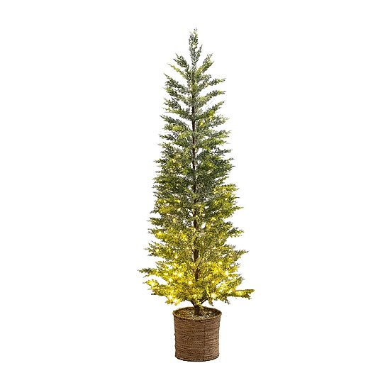 Nearly Natural 5ft Snowed Cypress 5 Foot Pre-Lit Pine Christmas Tree