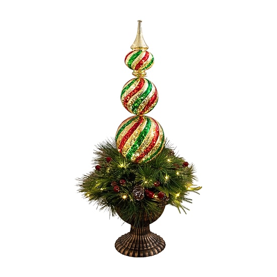 Nearly Natural 3ft Pre-Lit Pine/Berry Lighted Christmas Topiary