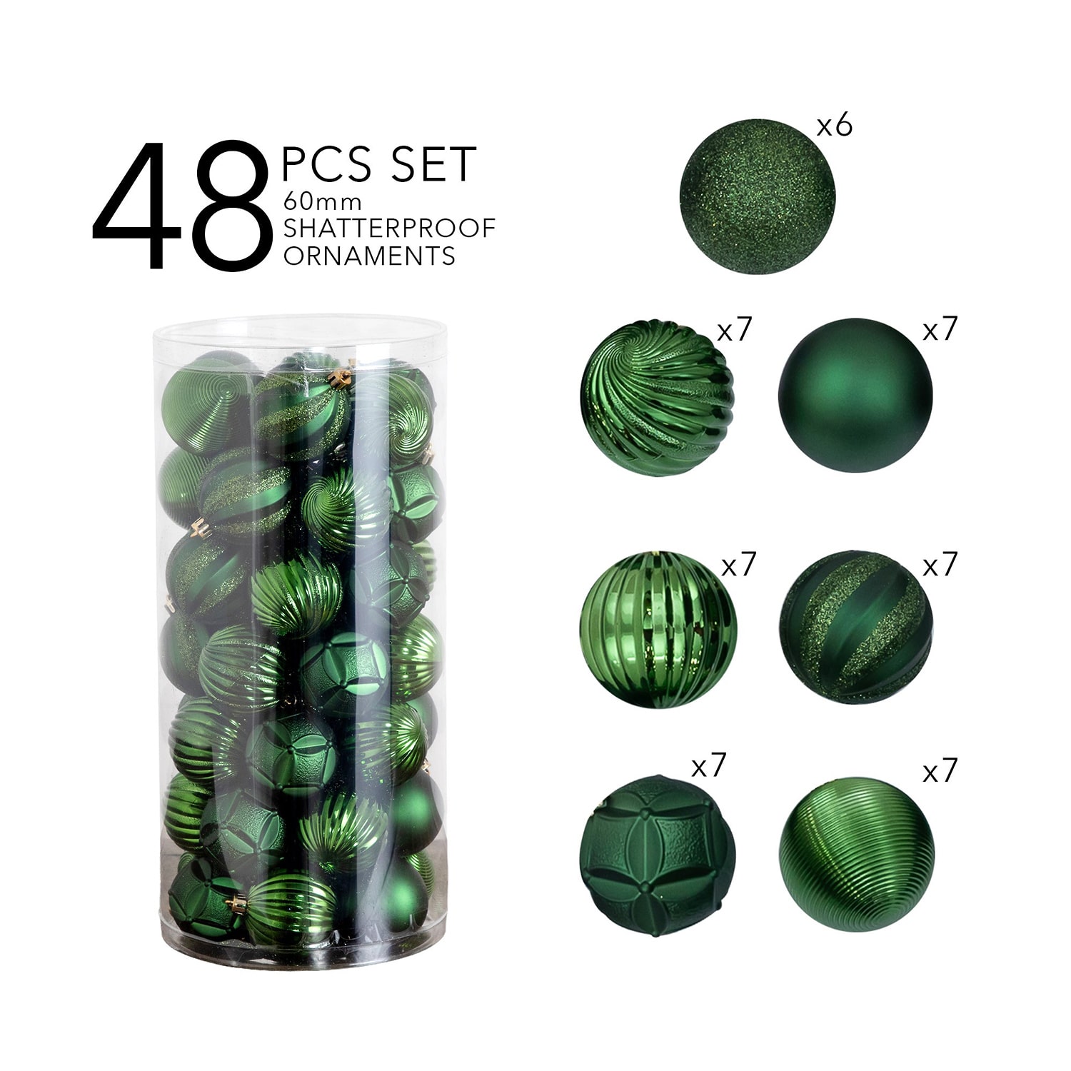 Nearly Natural Green Shatterproof Ball Christmas Ornament