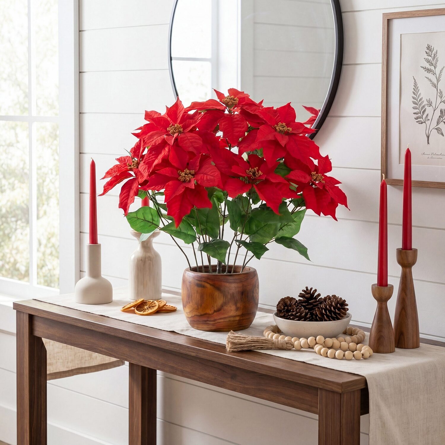 Nearly Natural 22" Poinsettia Plant Floral Arrangement