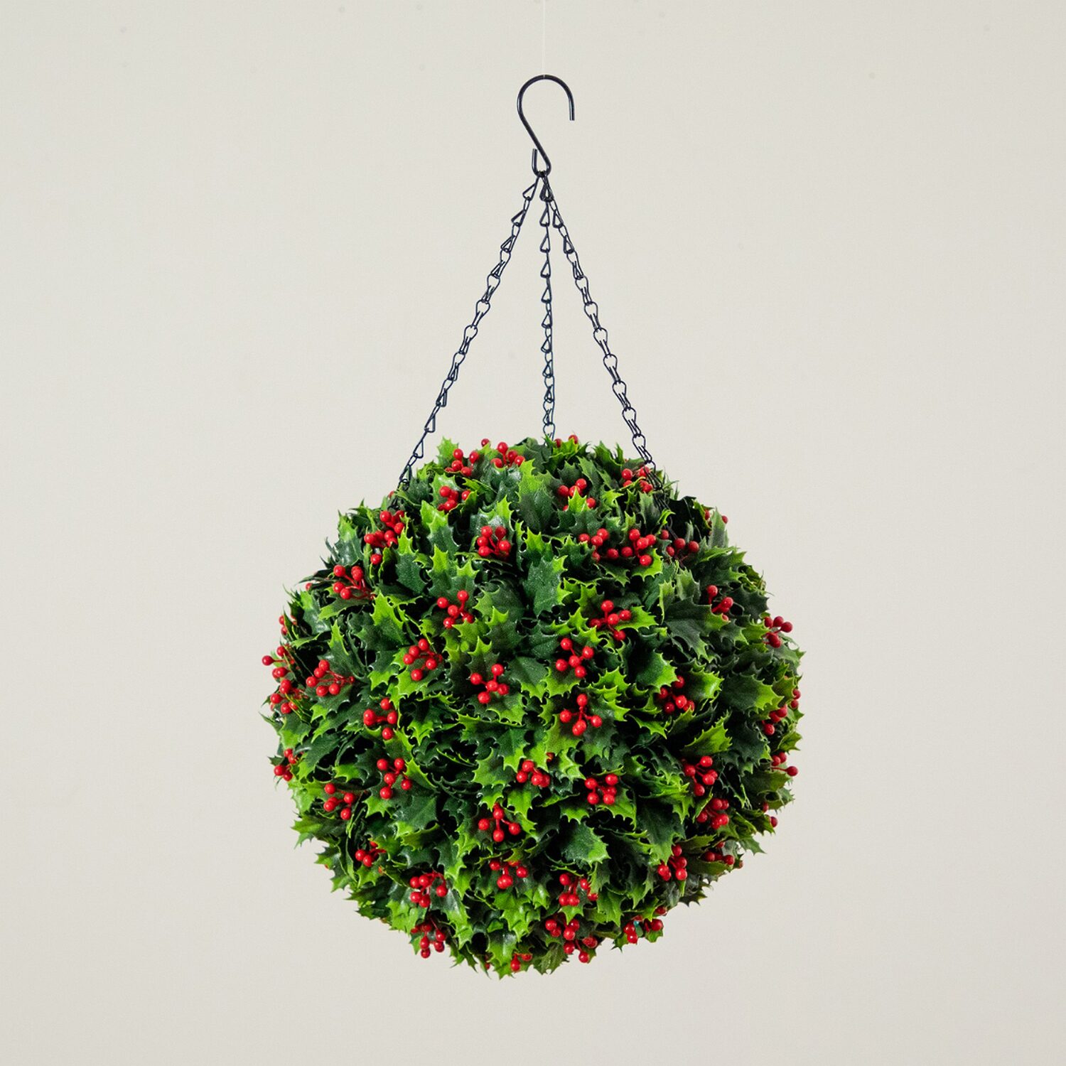 Nearly Natural 22" Holly Berry Hanging Ball Artificial Plant