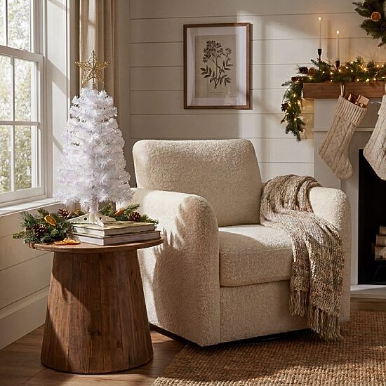 Nearly Natural White 2 Foot Pine Christmas Tree