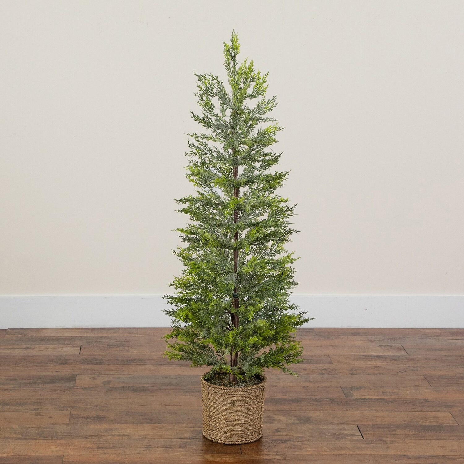 Nearly Natural 4ft Pre-Lit Snowed Cypress 4 Foot Pre-Lit Pine Christmas Tree