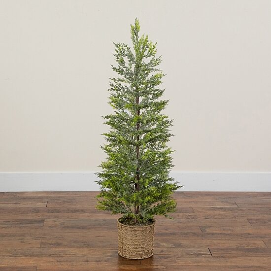 Nearly Natural 4ft Pre-Lit Snowed Cypress 4 Foot Pre-Lit Pine Christmas Tree