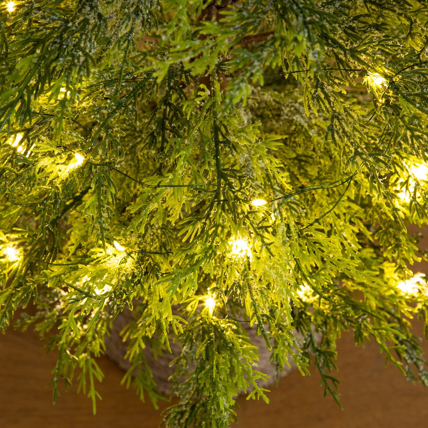 Nearly Natural 4ft Pre-Lit Snowed Cypress 4 Foot Pre-Lit Pine Christmas Tree