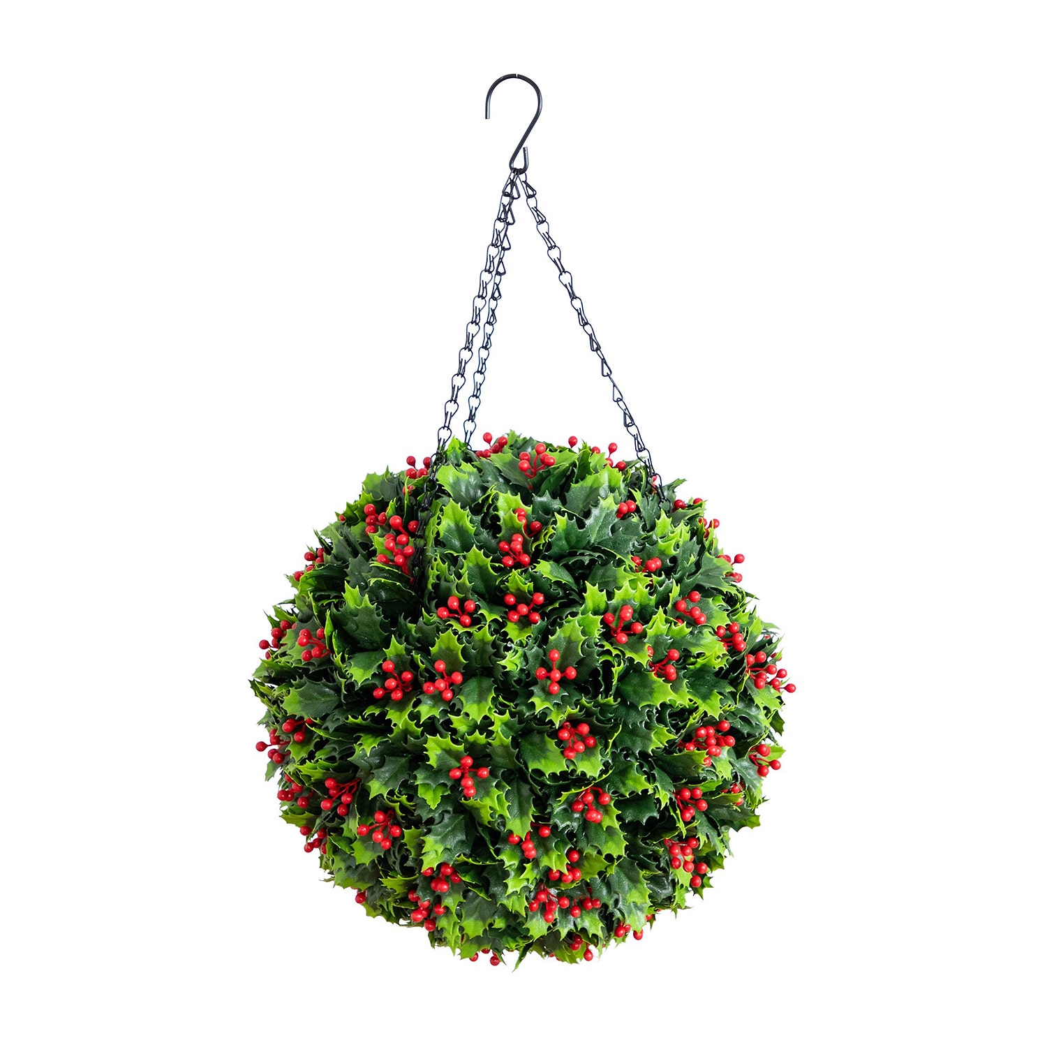 Nearly Natural 22" Holly Berry Hanging Ball Artificial Plant