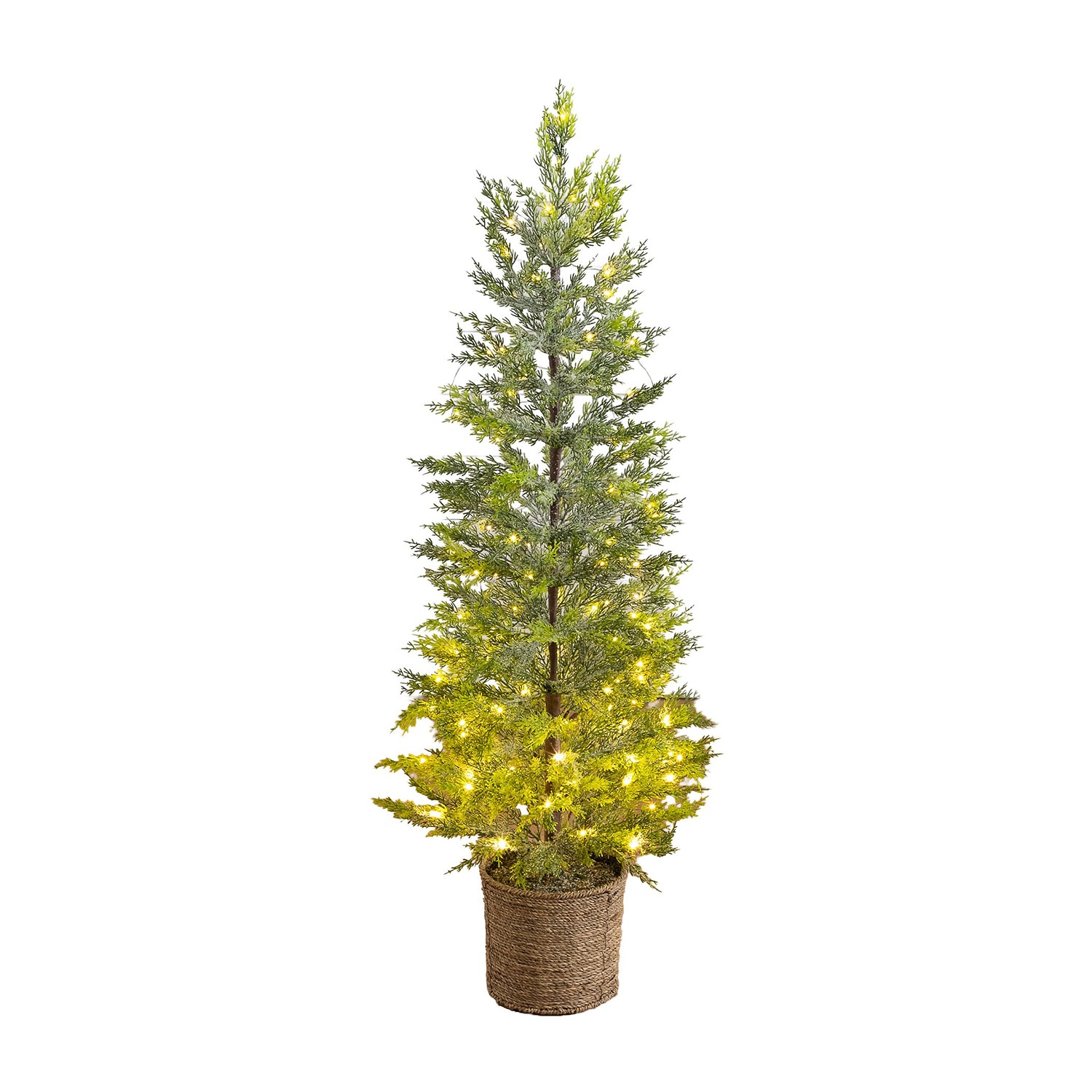 Nearly Natural 4ft Pre-Lit Snowed Cypress 4 Foot Pre-Lit Pine Christmas Tree