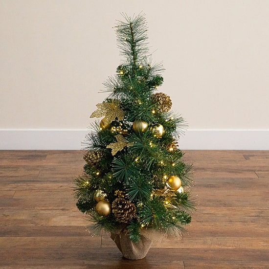 Nearly Natural 3 Foot Pre-Lit Pine Christmas Tree